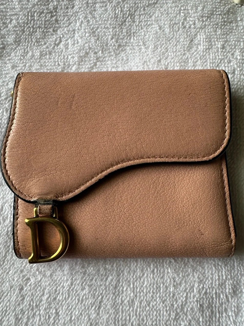 Christian Dior Saddle Compact Wallet Pink Leather